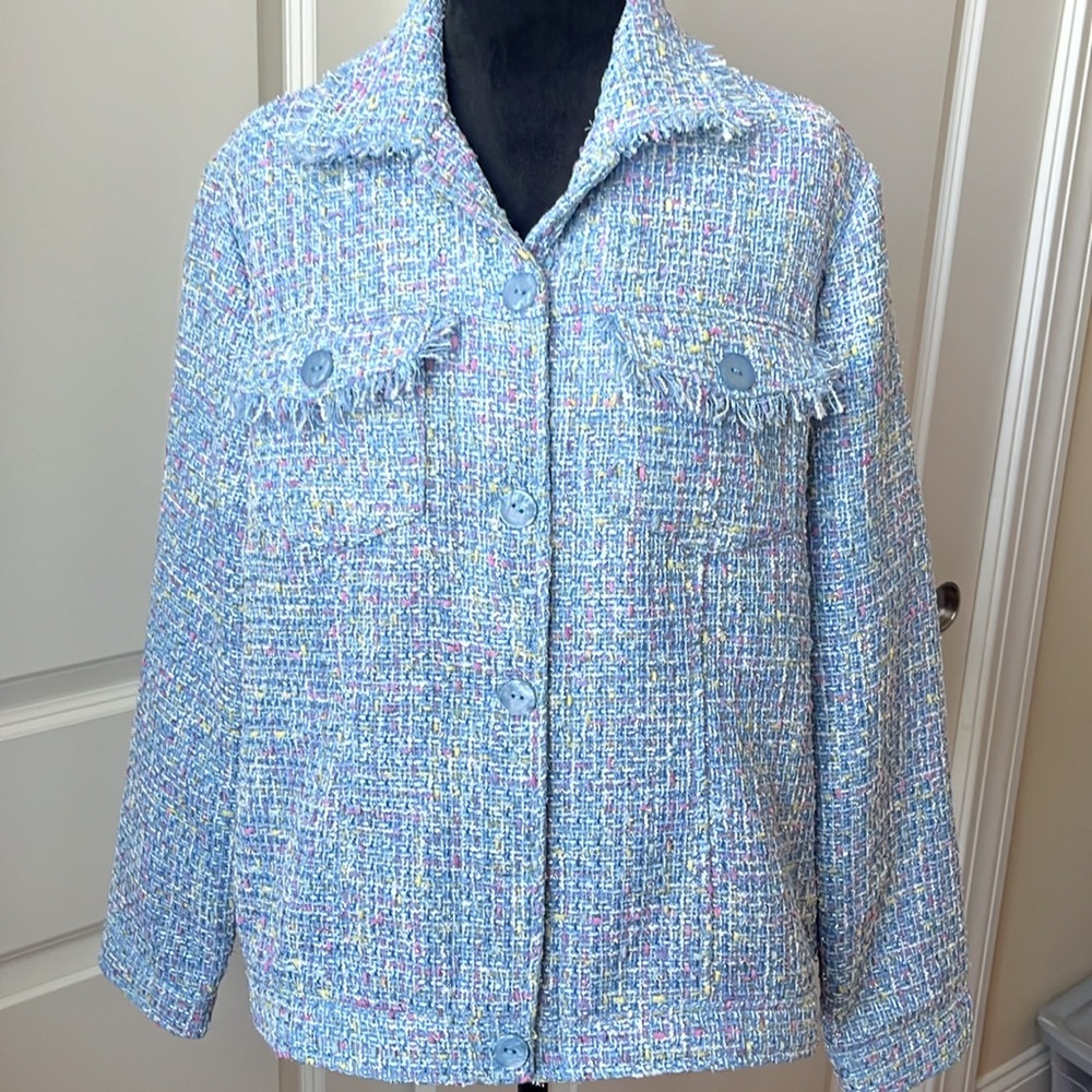 Draper’s & Damons Pastel Tweed Long Sleeve Buttoned Jacket Size PL NWOT